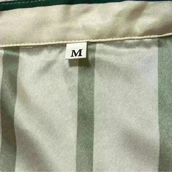 SHEIN Lantern Sleeve Striped Print Shirt size M ivory- green - Picture 6 of 11